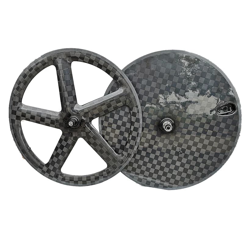Jeu de roues à disque d'essai de temps d'usine carbone 5 rayons cinq roues arrière pour vélo de route/TT/frein à disque de verrouillage central de