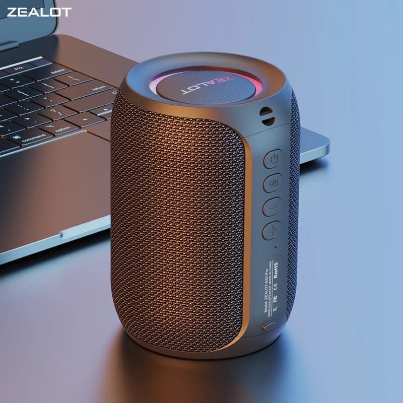 Zealot-S32PRO Haut-parleur Bluetooth puissant, basse sans fil, lumière LED, haut-parleurs extérieurs, caisson de basses, Support de boîte de son