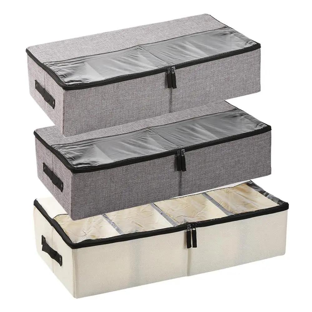 Rangement sous le lit pliable avec poignées à couvercle transparent, bacs de rangement sous le lit pour placard, chambre à coucher, salon, maison,