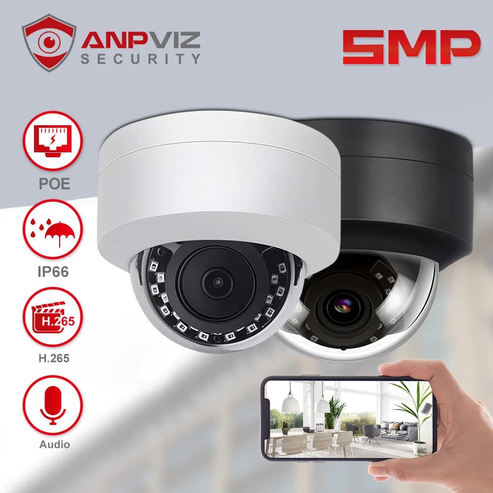 Anpviz-Caméra vidéo IP extérieure, POE avant, compatible Hikvision, CCTV Cam, H.disparies pour NVR, audio unidirectionnel, IP66, IR, 30m, 5MP