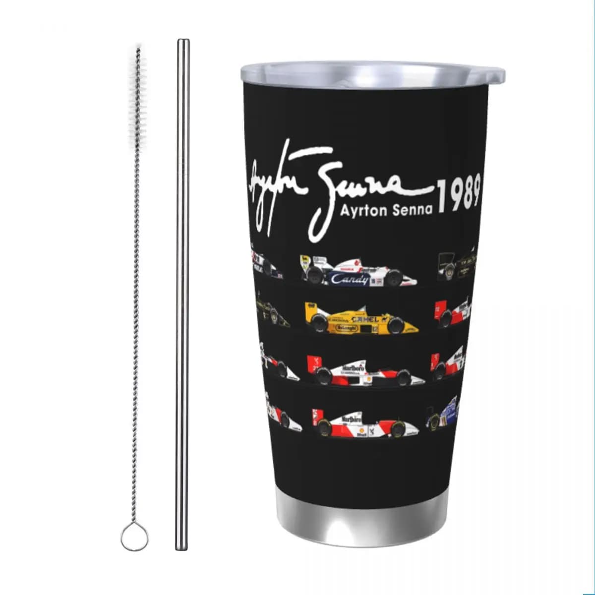 Ayton Scannelle-Tasse isotherme à double paroi en acier inoxydable pour voitures de course, gobelet avec couvercle à pailles, bouteille thermos