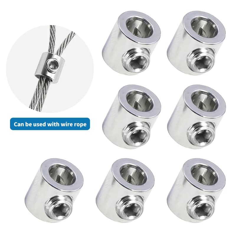 10 pièces de colliers de serrage pour câbles en acier inoxydable de 1-2 mm, fixations métalliques réglables, quincaillerie pour cordes, fixations