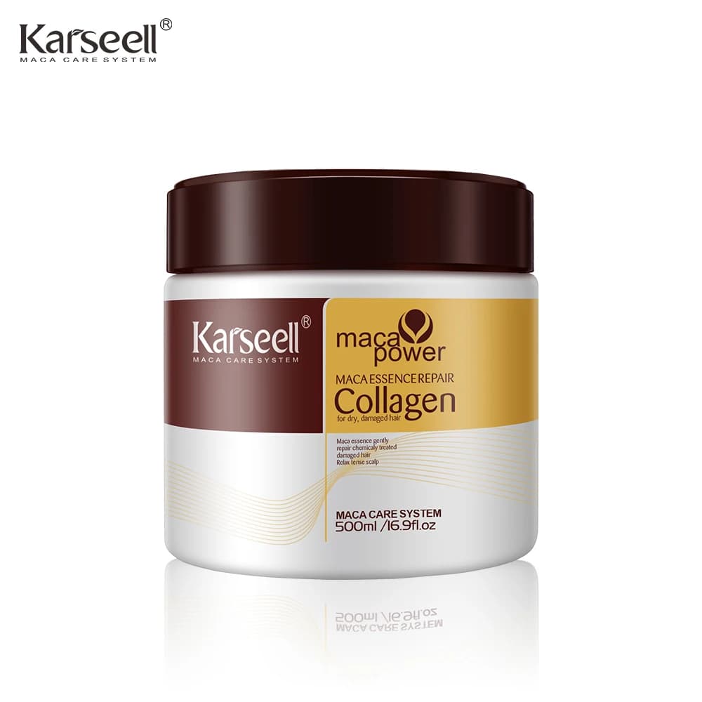 Karseell 500ml traitement capillaire au collagène réparation profonde conditionnement huile d'argan masque capillaire Essence pour cheveux secs et