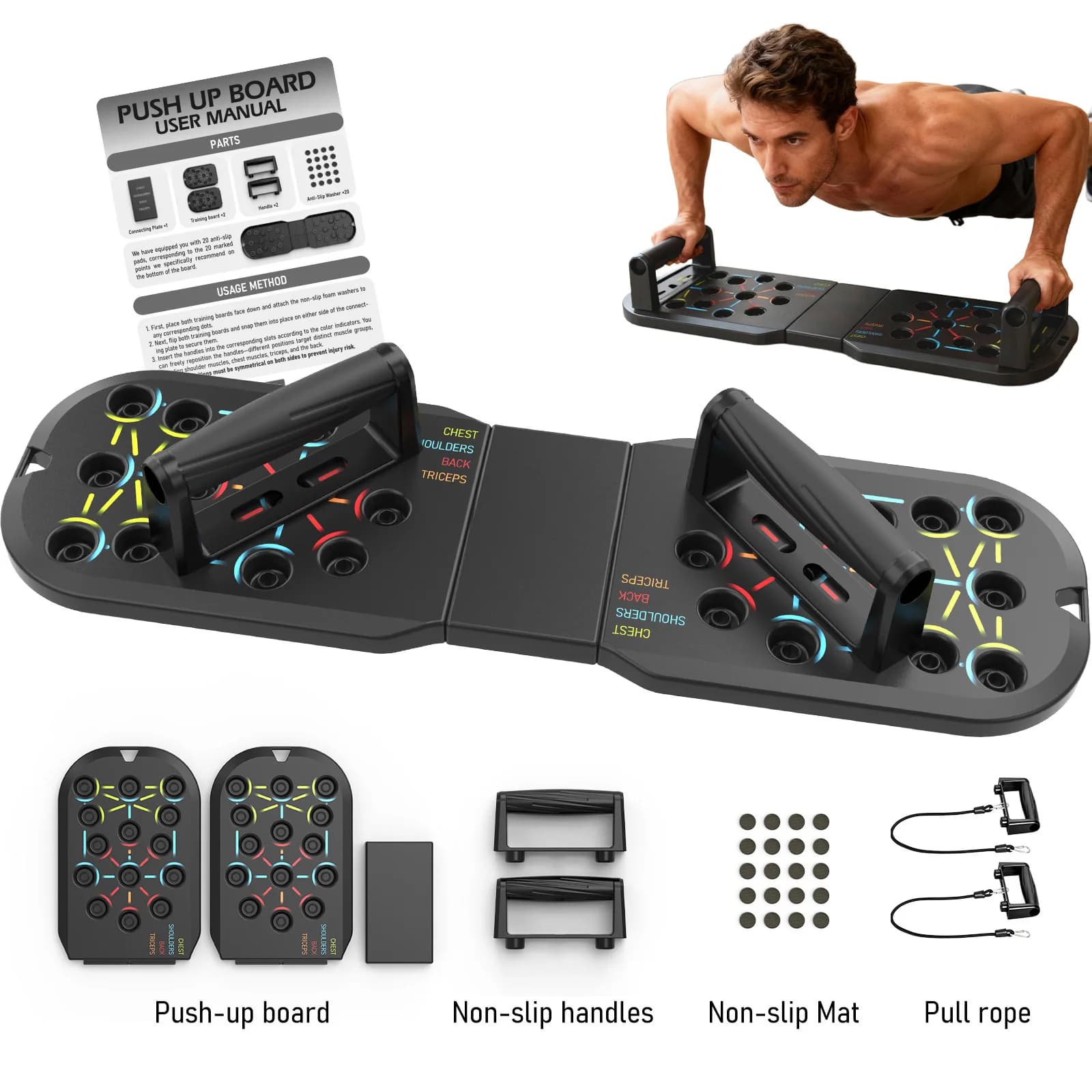Push-Up Board Stand Multi-Functional Folding Fitness Board Indoor Abdominal Trainer Home Use Abdominal Support Training