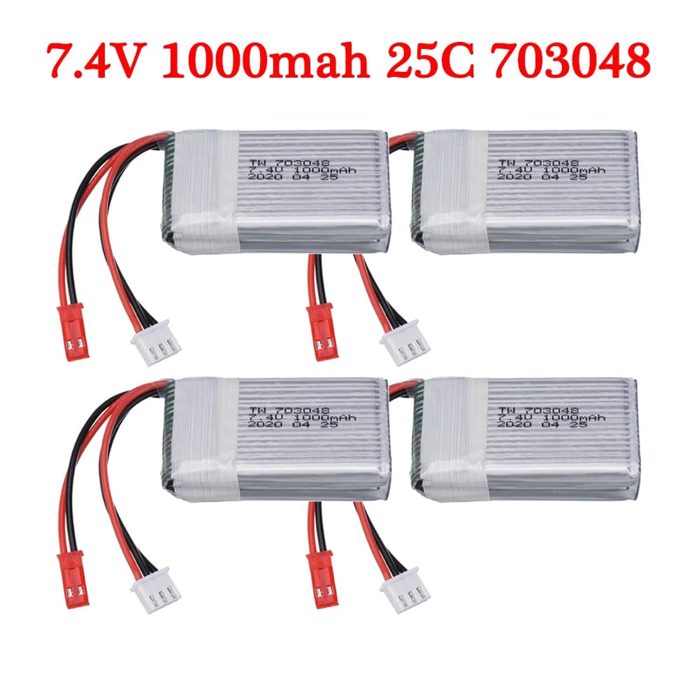 Batterie Lipo 7.4v 1000mAh pour Drone MJX RC TECHNIC X600 F46 X601H, pièces de rechange pour modèle d'avion ou d'hélicoptère