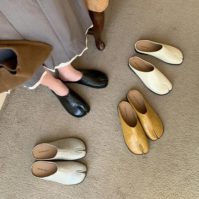 Bailamos-Pantoufles en fourrure fendue pour femmes, mules à bride arrière, chaussures plates, mocassins souples et chauds, bateau paresseux peu