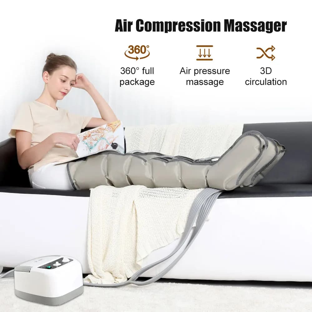 Ohio eur de jambe à pression d'air à 6 cavités, pressothérapie, genou, bras, taille, machine de massage des pieds, sang, surpoids, compression