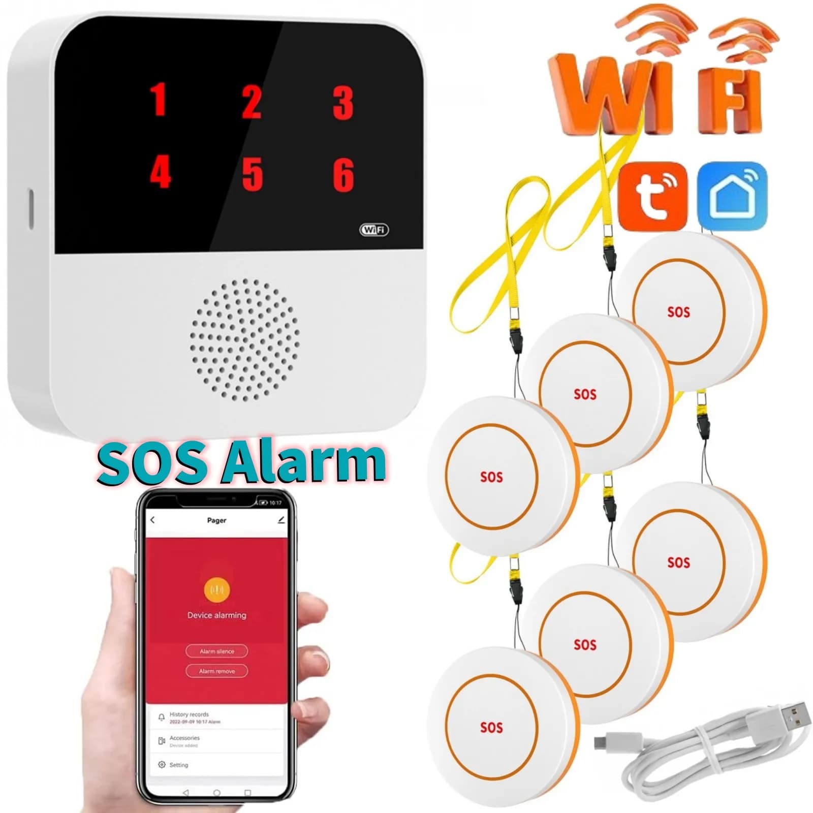 Tuya personnes âgées bouton WIFI sans fil soignant téléavertisseur personnes âgées SOS alarme personnes âgées alarme d'urgence pour Patients