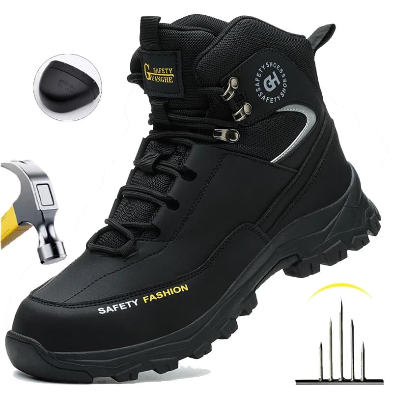 Chaussures de sécurité de Construction pour hommes, bottes de travail imperméables, Anti-écrasement, à bout en acier, Anti-perforation,