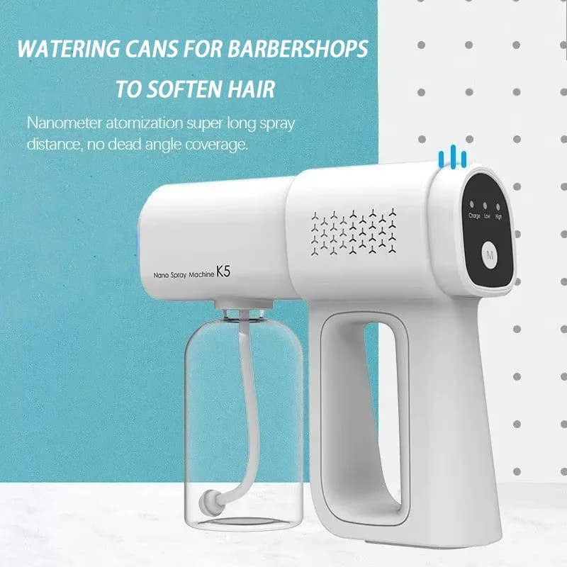 Pulvérisateur électrique sans fil USB, 380ml, Nano lumière bleue, pistolet de pulvérisation de vapeur, salon de coiffure, adoucissement des