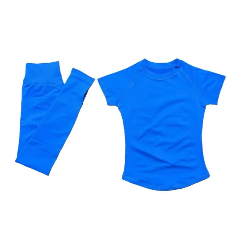 Ensemble de sport 2 pièces pour femme, haut de yoga et fitness côtelé à taille basse, ensemble court sans couture pour la gym, leggings