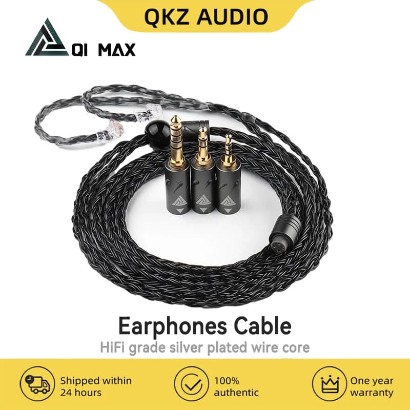 QKZ Q1 MAX écouteurs mise à niveau câble Audio 16 support 352 cœurs 3in1 plaqué argent MMCX QDC KZ C pour QKZ HBB ZXT AS16 PRO ZSN PRO X