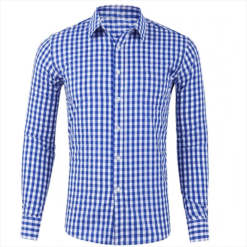 Chemise homme chemise boutonnée rouge bleu manches longues plaid/check revers street resort imprimé vêtements mode décontracté Hawaii 5XL