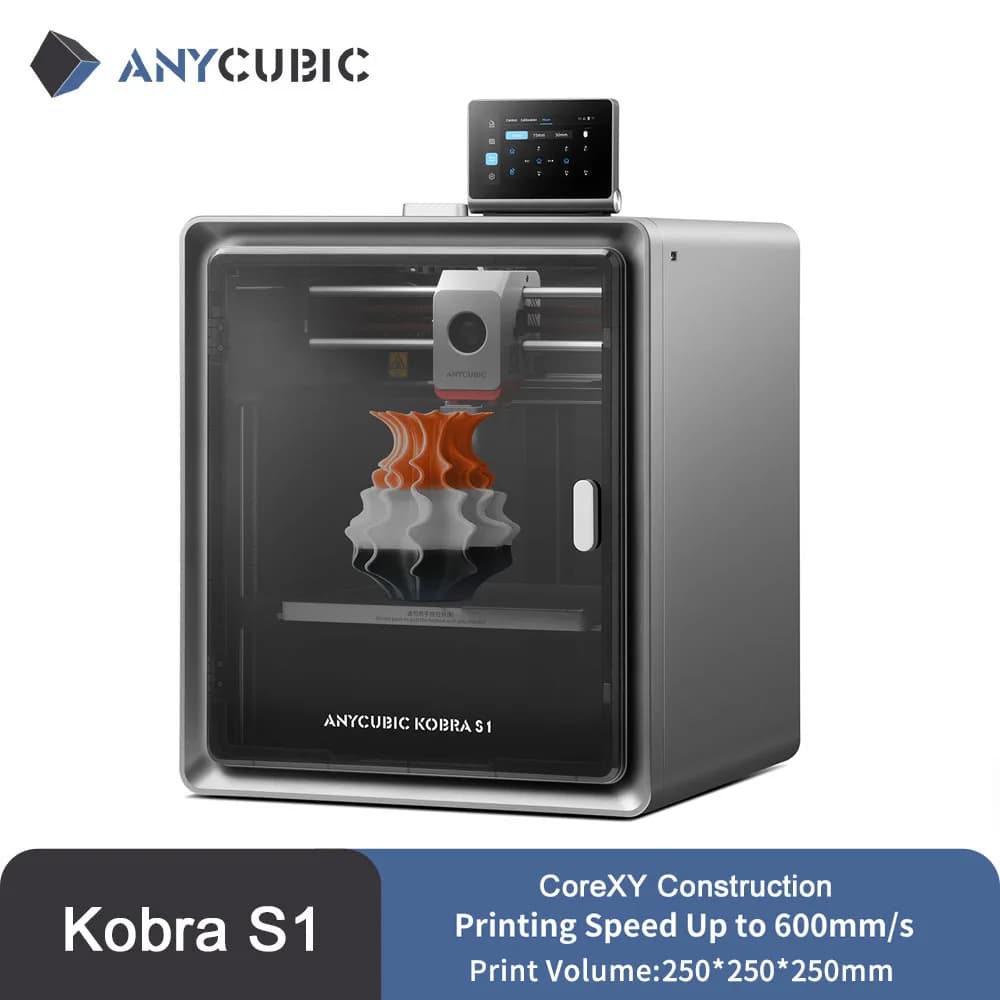 Imprimante 3D Anycubic Kobra S1 Speedy, structure Core XY stable, vitesse maximale 600 mm/s, haute précision, ultra-silencieuse
