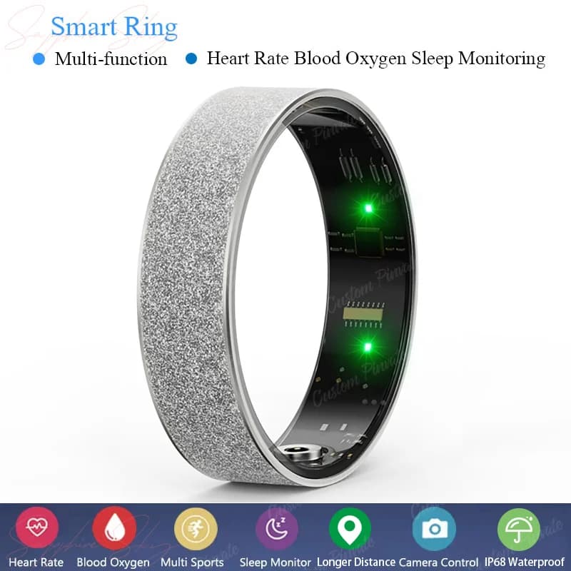 Bague connectée simple et intelligente : moniteur de fréquence cardiaque, d'oxygène sanguin et de sommeil, podomètre sportif étanche, contrôle