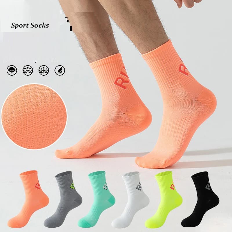 Chaussettes de course unisexes pour hommes et femmes, tube moyen, séchage rapide, sports de plein air, marathon, vélo, entraînement physique,