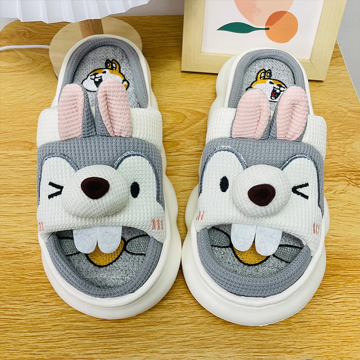 Mo Dou All Senson pantoufles de créateur mignon dessin animé beaux animaux chambre coton maison chaussures intérieur semelle épaisse Couples