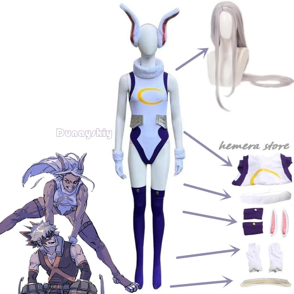 Costume de cosplay sexy Mirko de Mha Rabbit Hero, Anime Bnha Usagiyama Miruko, pour femmes, pour jeux de rôle et soirées cosplay