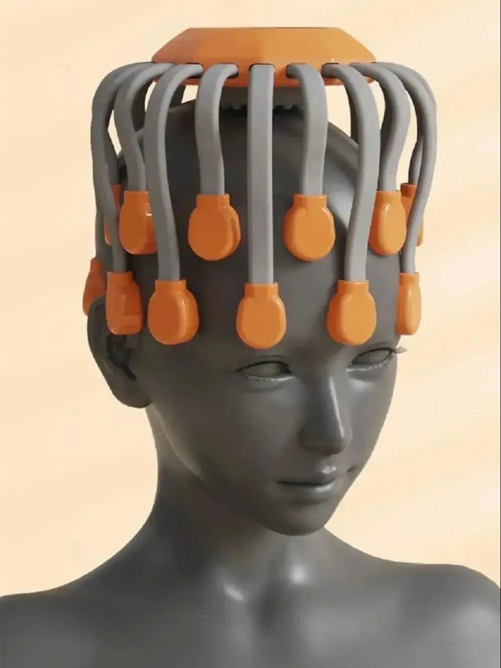 20 têtes de Massage Orange cuir chevelu masseur de tête lumière rouge vibrateur poulpe grattoir pour Relaxation Stress