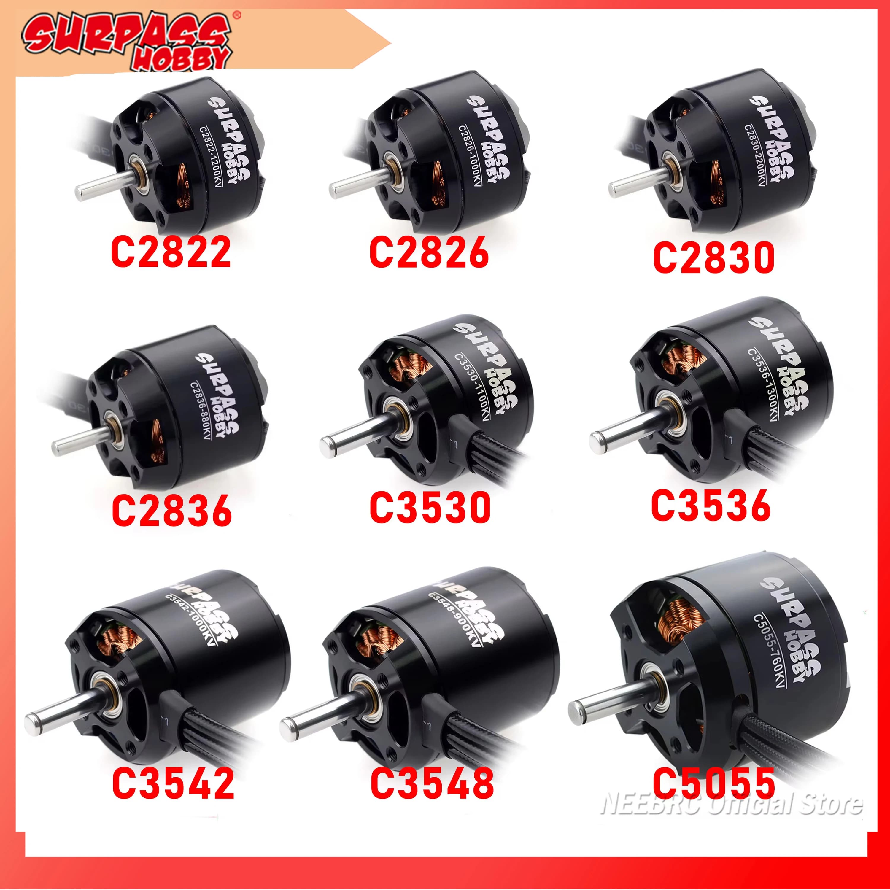 SURPASS HOBBY 2822 2826 2830 2836 3530 3536 3542 3548 5055 moteur sans balais pour RC Fix Wing avion quadrirotor Drone Multicopter