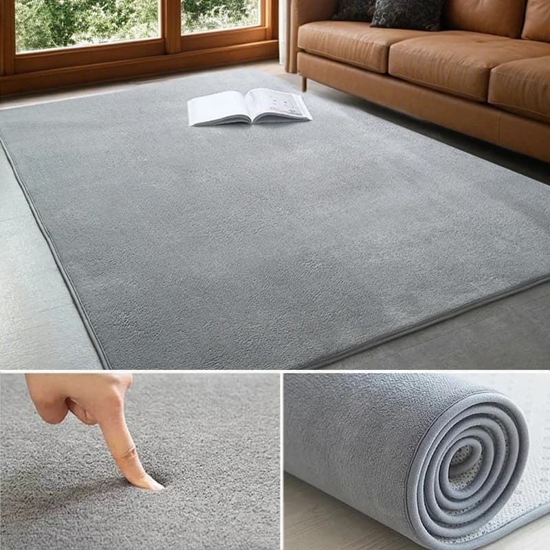 VIKAMA Tapis moderne simple en polaire corail, doux et absorbant, pour salle de bain, salon, chambre à coucher, facile à nettoyer, décoration de la