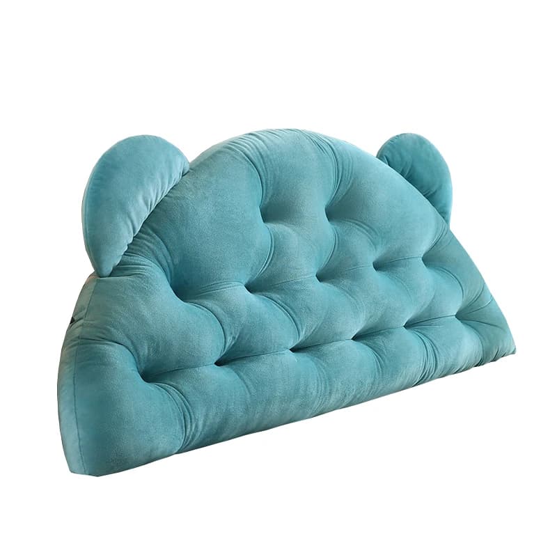 Tête de lit rembourrée en velours avec oreilles d'ours pour enfants, oreiller de dossier pour s'asseoir dans le lit, support dorsal pour mur penché