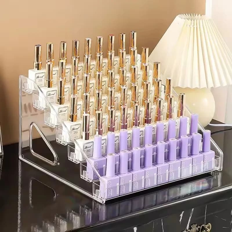 Support de rangement pour parfums de bureau, en acrylique transparent, à plusieurs niveaux, en forme d'échelle, pour cosmétiques, rouges à