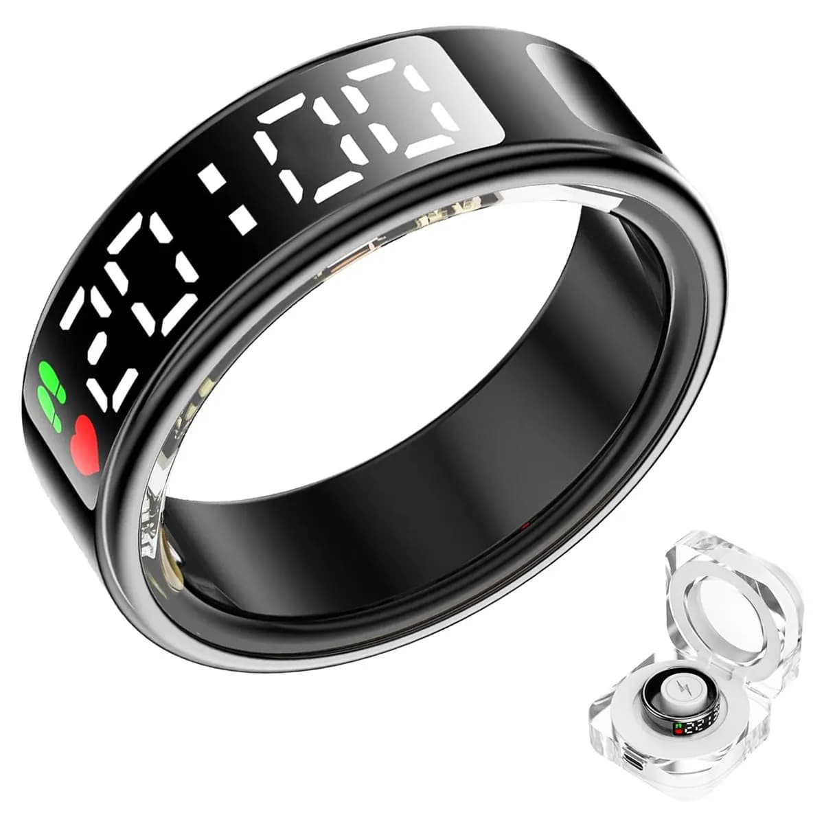Anneau intelligent avec écran d'affichage LED, pour la fréquence cardiaque, l'oxygène, le sommeil, Modes multi-sports, étanche, Bluetooth, anneaux