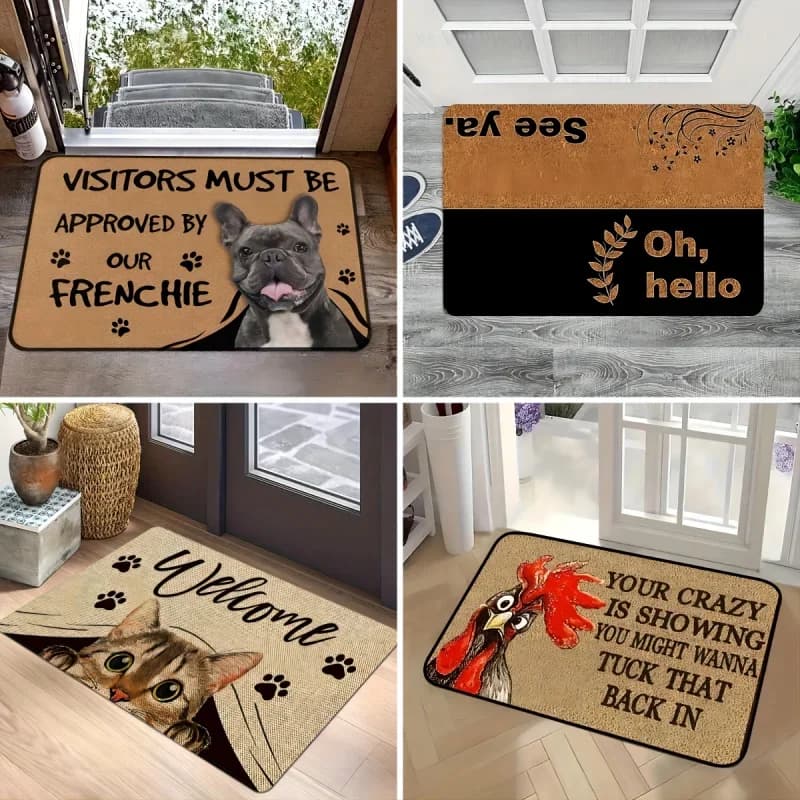 Polymères de zone animale drôles, tapis décoratif de sol d'entrée, tapis lavable, facile à nettoyer, paillassons déformables