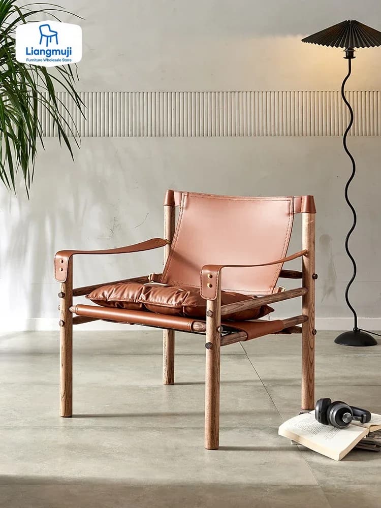 CHAIR ADDE MID CENTURY SAFARI, chaise longue art en bois massif, chaise de canapé vintage design unique. Chaise longue pour meubles de maison