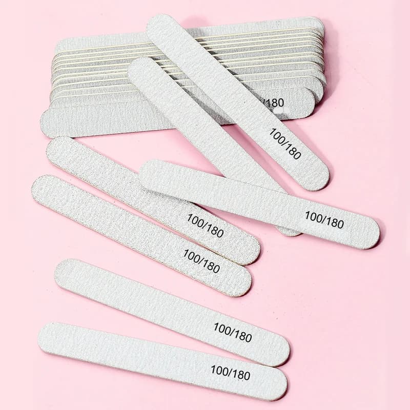 50 pièces, 100 pièces,Ensemble de limes à ongles grises professionnelles, manucure et pédicure, fournitures de styliste, soins du poulet,