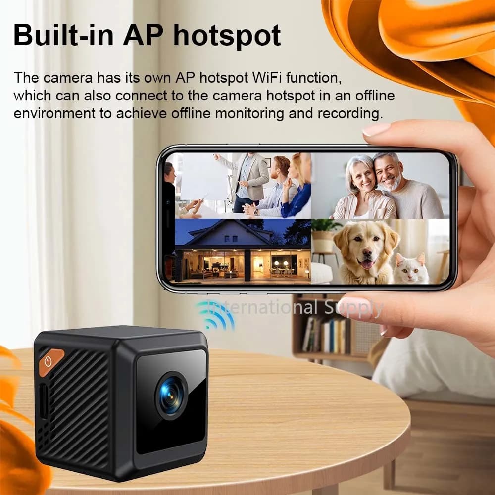 Mini caméra intelligente WIFI 1080P pour la sécurité domestique, la surveillance vidéo CCTV, la vision nocturne, le camping en plein air