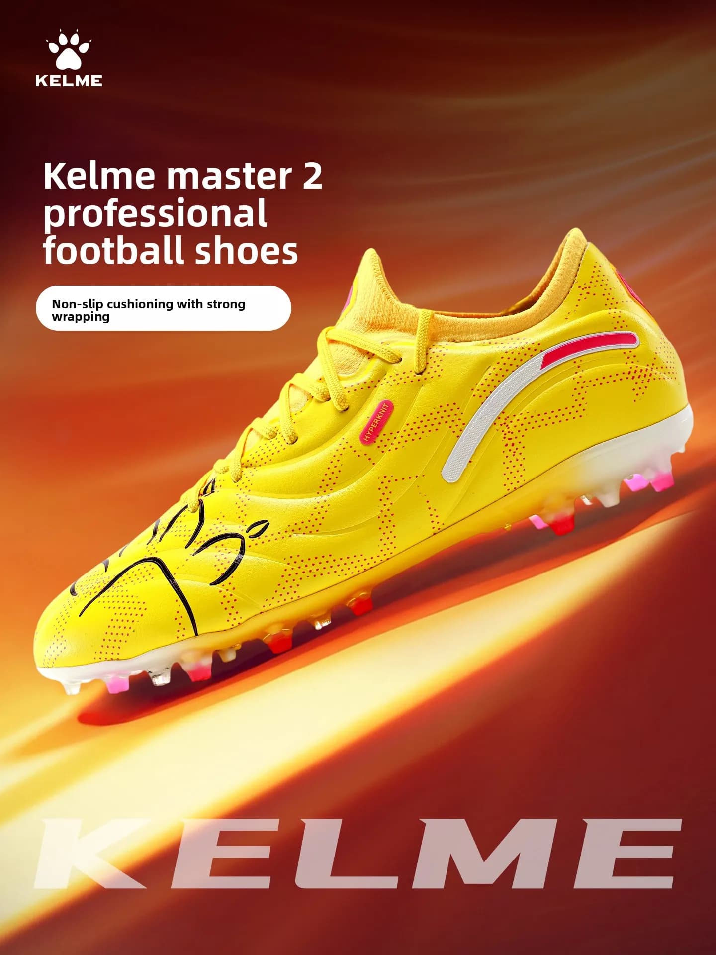 Chaussures de football haut de gamme Kelme à crampons courts antidérapants, bottes de football pour gazon artificiel avec amorti, chaussures de