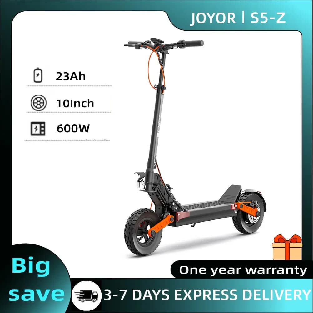 Trottinette électrique pour adultes JOYOR S5-Z, moteur 600W, trottinette électrique urbaine, pneus tout-terrain de 10 pouces, trottinette