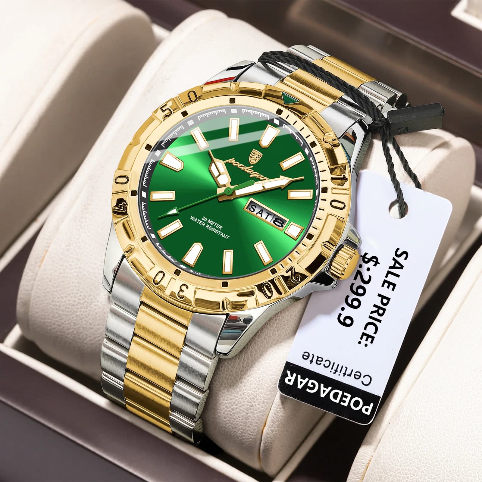 POEDAGAR montre pour homme montres pour hommes montre pour hommes étanche lumineux Date semaine acier inoxydable Quartz décontracté de haute