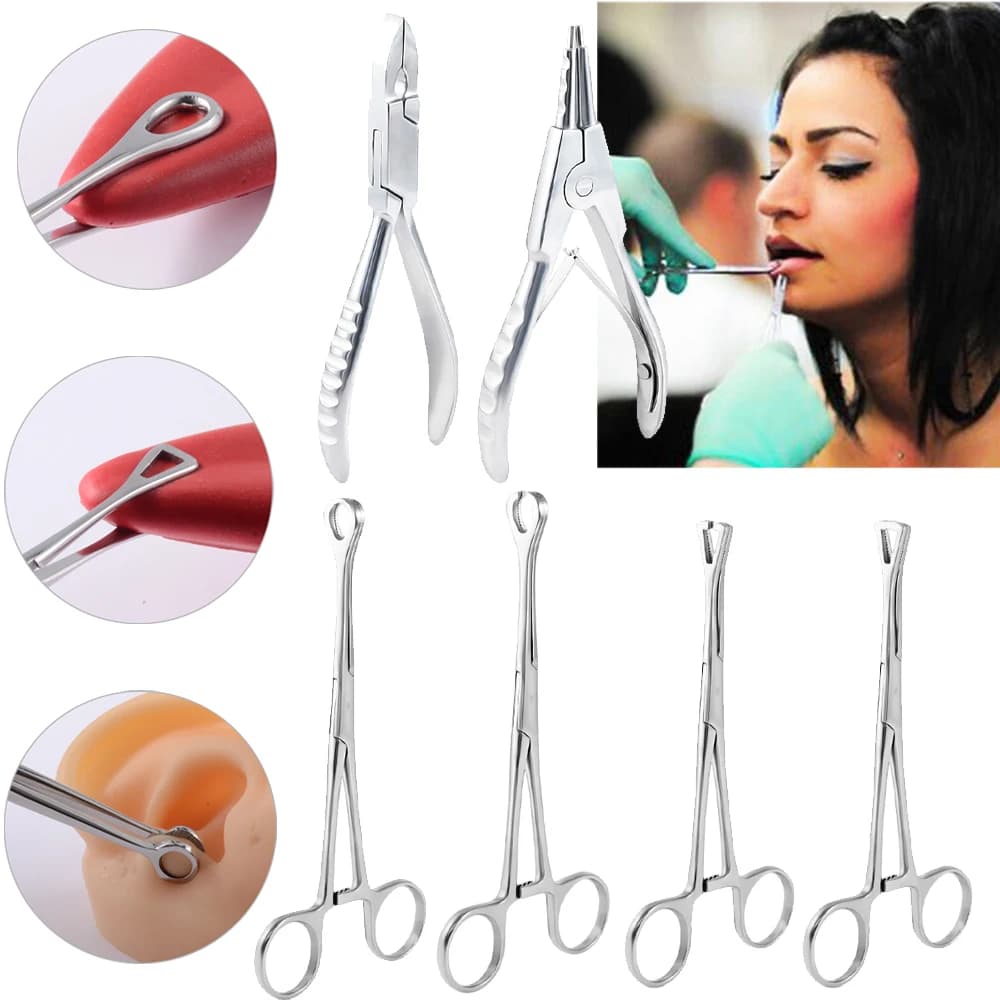 Pince professionnelle en acier chirurgical pour le ventre, l'oreille, le nez, le Septum, le lèvre, le ventre, pince à épiler, outil de changement