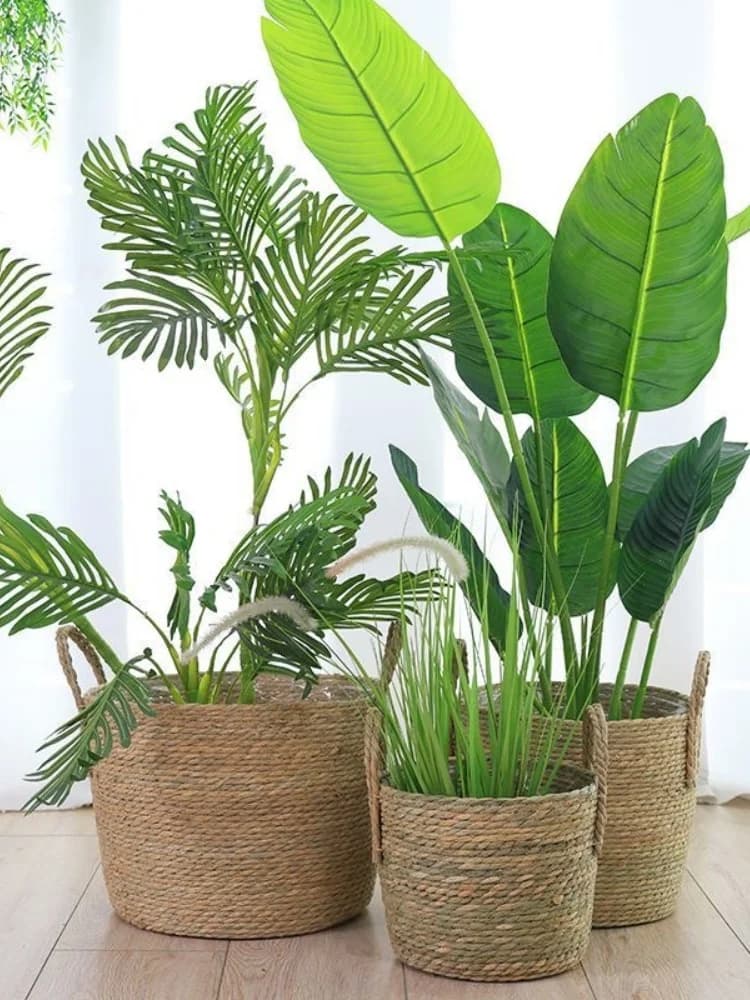 Panier de jardinière en osier naturel, Pot de fleur en paille de rotin pour décoration de jardin de maison, 20/25/30CM