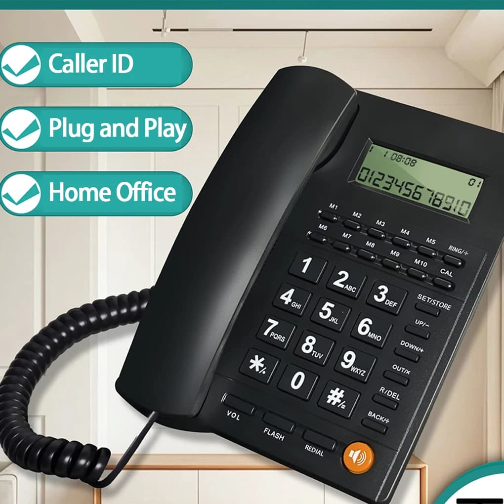 Nouveau téléphone fixe téléphone de bureau téléphone fixe appelant téléphone réception bureau à domicile avec affichage d'appel téléphone