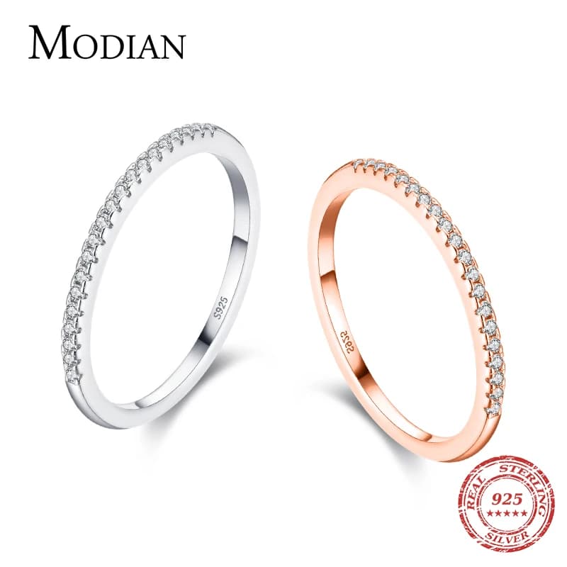 Modian-Bague simple et élégante en argent regardé 925 pour femme, bijoux absorbe ouissants, CZ clair, solide, déclaration de mariage