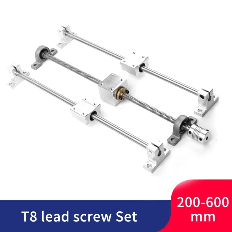 1 jeu de vis mère T8, longueur 100-600mm, axe optique de Rail, arbre de Rail linéaire + blocs de roulement linéaires SCS8UU + pièces d'imprimante