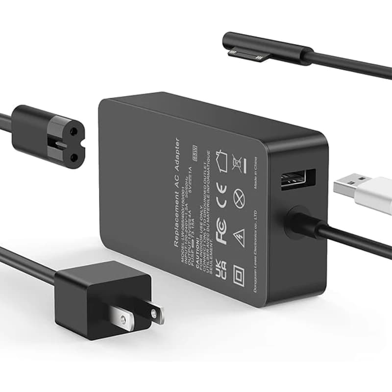 Chargeur pour ordinateur portable Surface Pro, adaptateur d'alimentation, compatible avec Microsoft Surface Ple, 65W, 3, 4, 5, 6, 7, 8, 9, X