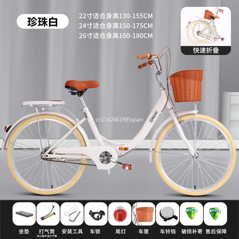 Vélo pliant portable pour adultes, pour hommes et femmes, étudiants, 24/26 pouces, entièrement roulement, Non gonflable, vélo de travail, Style