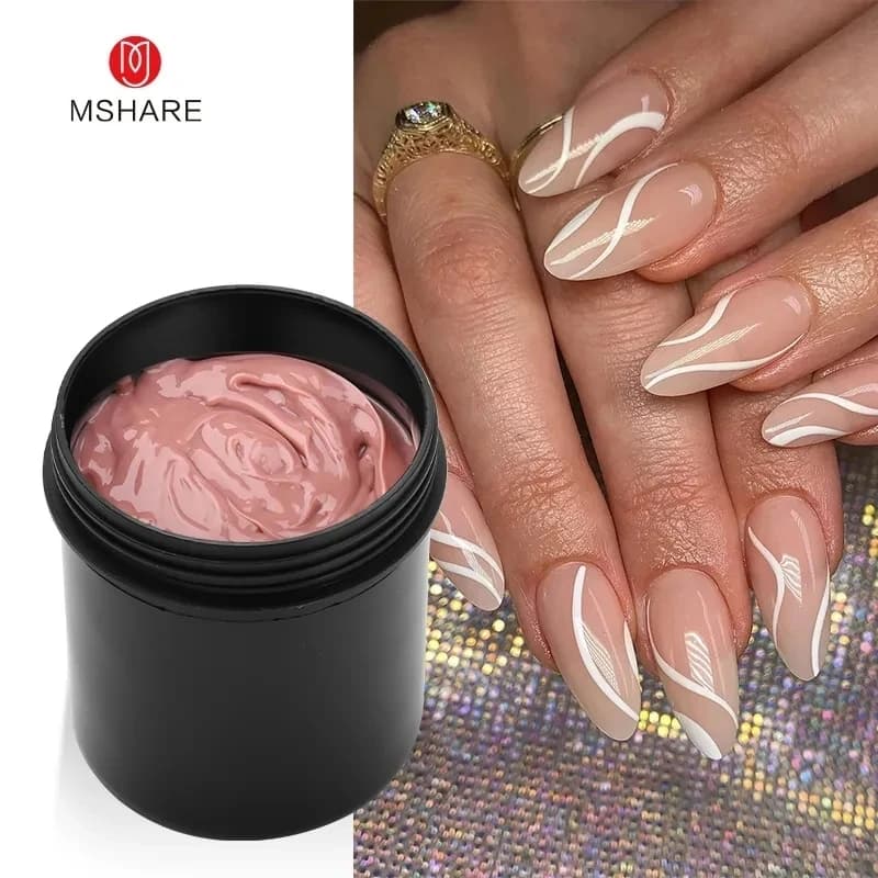 MSHARE 1kg Gel de gelée transparent rose pour Extension d'ongles Gel rapide blanc rose marron construction rapide
