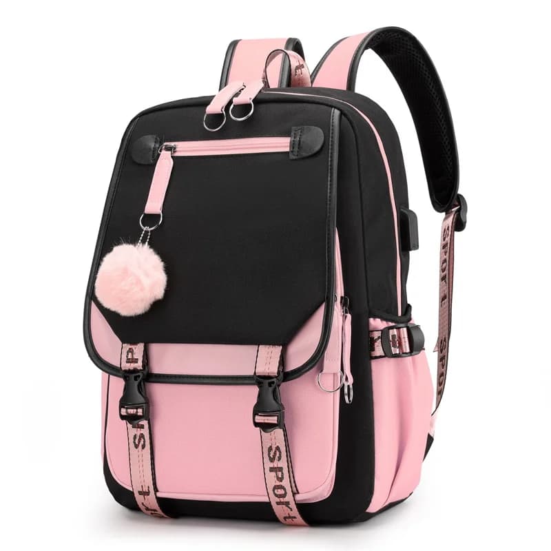 Sacs à dos scolaires pour jeunes garçons filles sac à dos étudiants du collège Kawaii sac d'école Harajuku mode voyage sac à dos noir rose sac