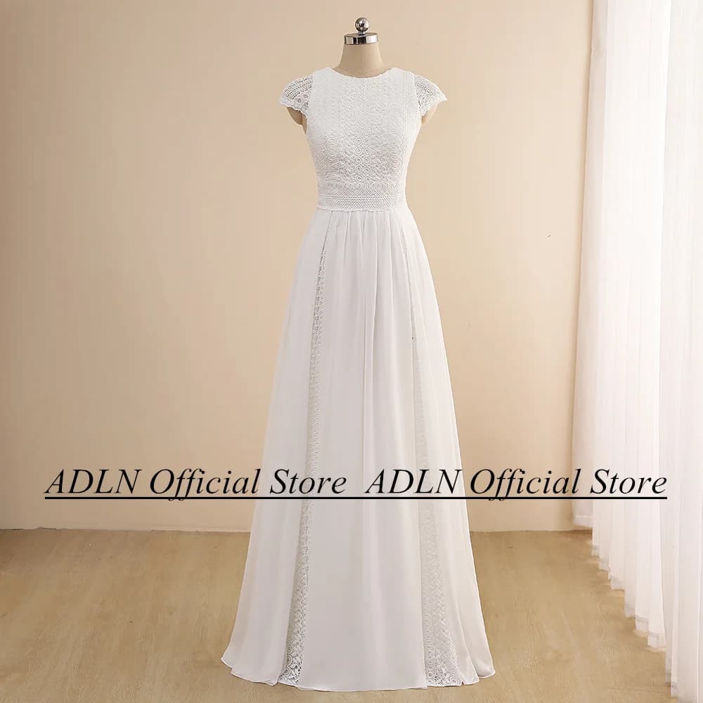 Robe de mariée bohème en mousseline de soie, mancherons, dentelle Boho, ligne A, robe de patients de plage, taille personnalisée, exquise