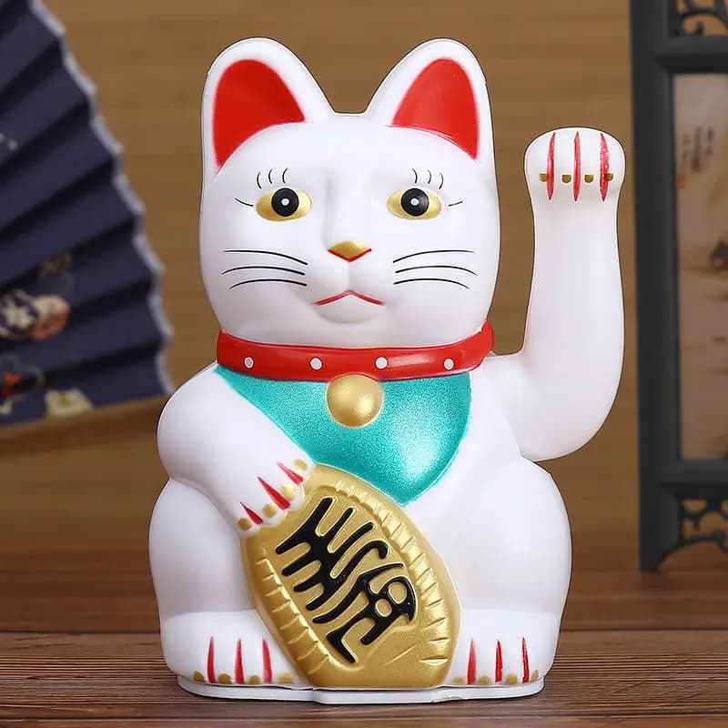 Chat porte-bonheur chinois Feng Shui, 6 pouces H, chat de Fortune blanc, or argent noir, meilleur cadeau pour décor de chat porte-bonheur