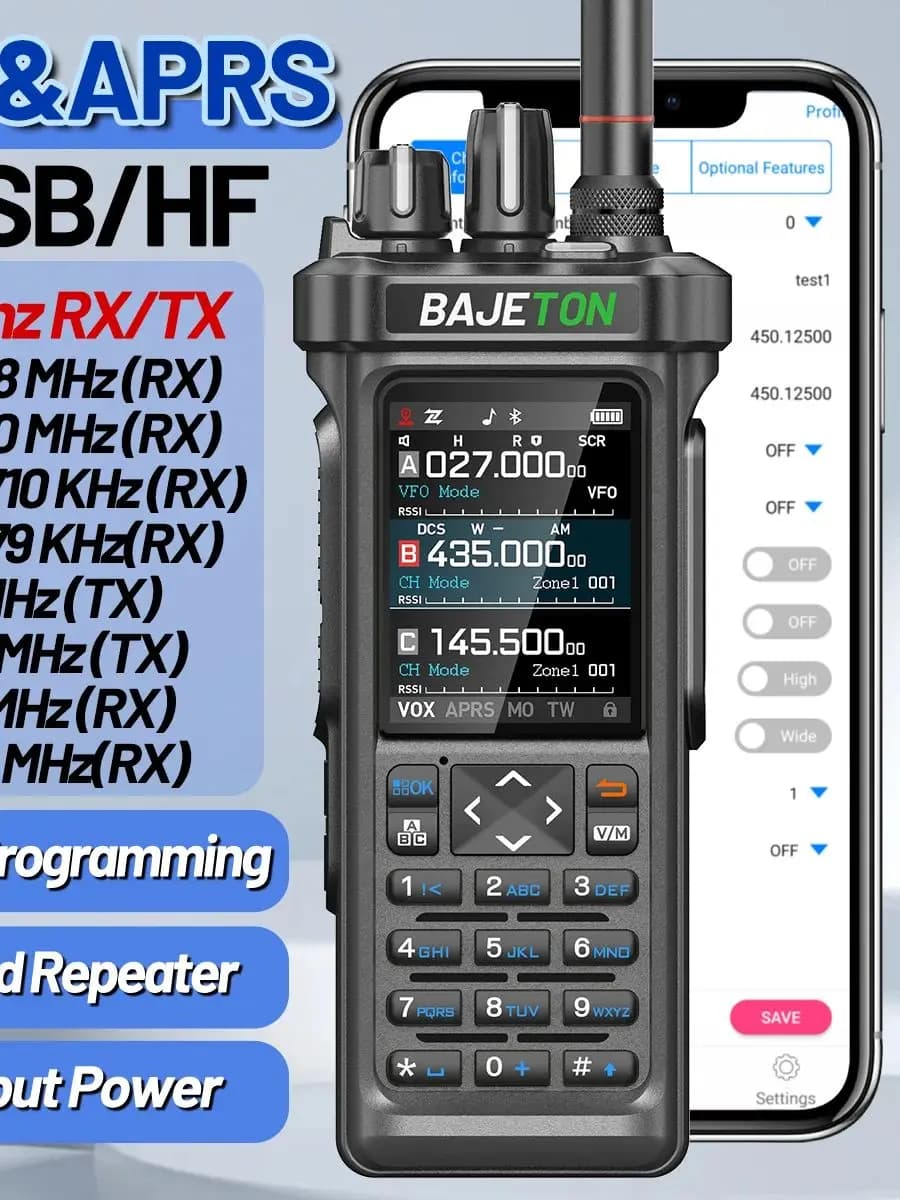 BAJETON BJ-9000 GPS APRS talkie-walkie 10W CB 27Mhz CB/SSB/HF programmation Bluetooth NOAA ondes courtes pour Radio RT-950PRO RT-950