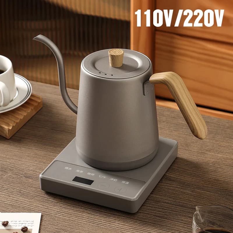 Bouilloire électrique à col de cygne 800 ml, cafetière manuelle, théière intelligente avec contrôle de la température, chauffe rapide 1000 W,