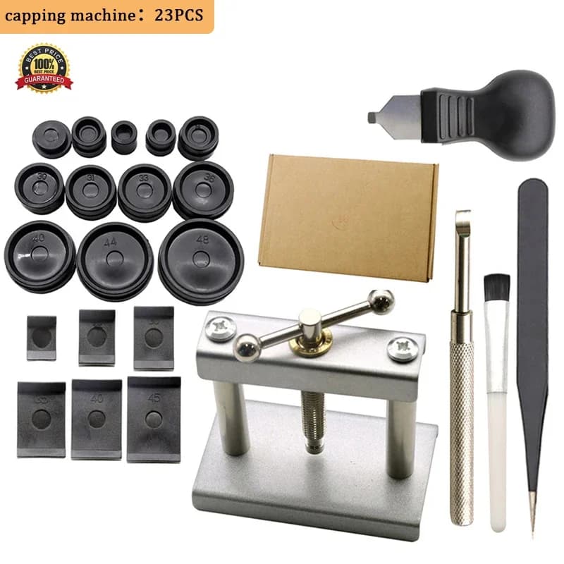 Ensemble de presse de montre professionnelle, 23 pièces, dos de montre pour boîtier, outil de fermeture et matrices de montage, Kit d'outils de