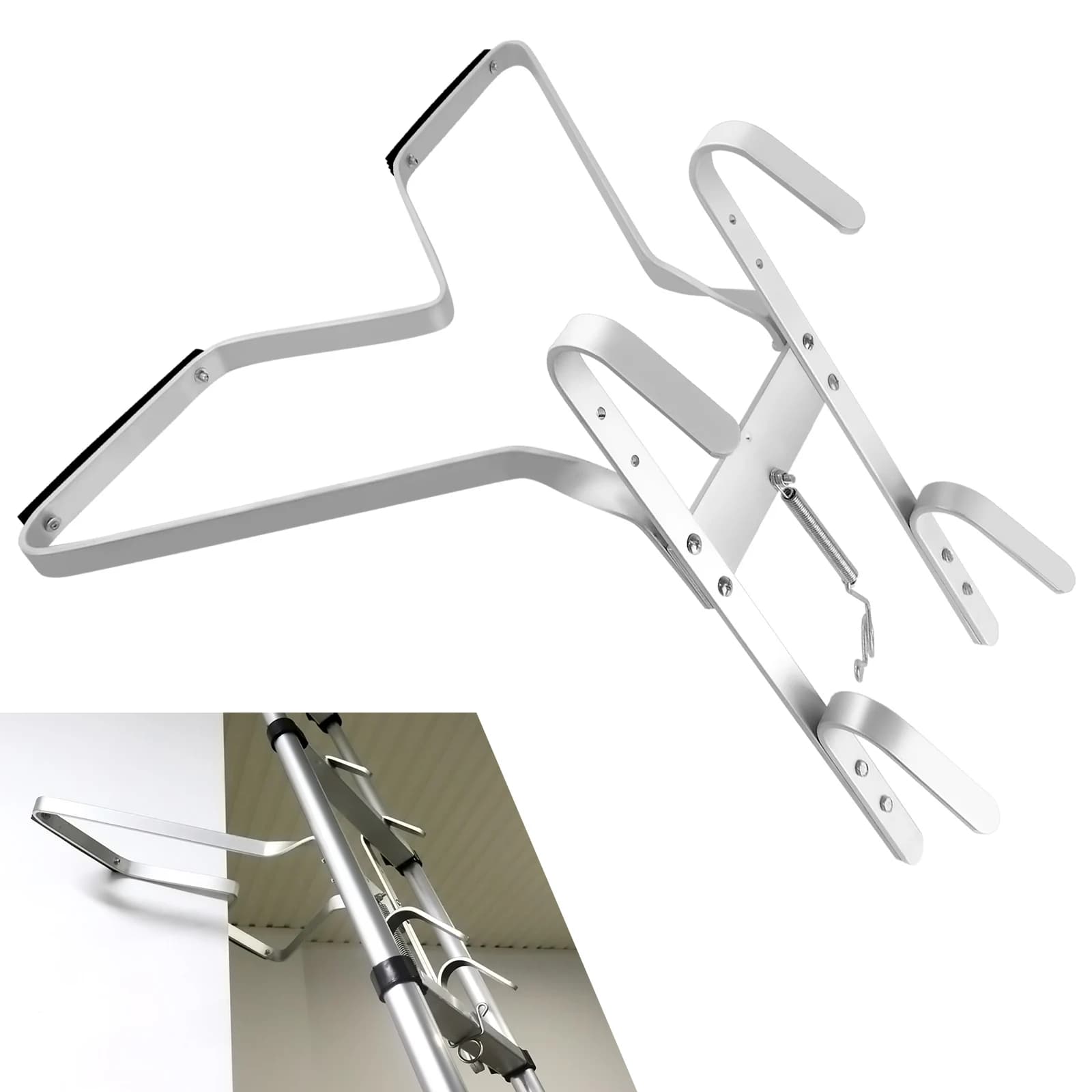 Support d'échelle en aluminium - Accessoires d'échelle en forme de V avec pare-chocs en caoutchouc, sans trace, polyvalent, sans outils, utilisé